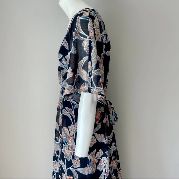 LOVE, FIRE Caftan Dress Maxi Navy Floral Size Medium - Picture 7 of 11